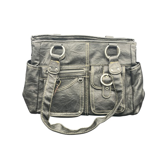 Rosetti Black Faux Leather Satchel Shoulder Bag Purse Multiple Pockets w/ Wallet - Picture 1 of 8